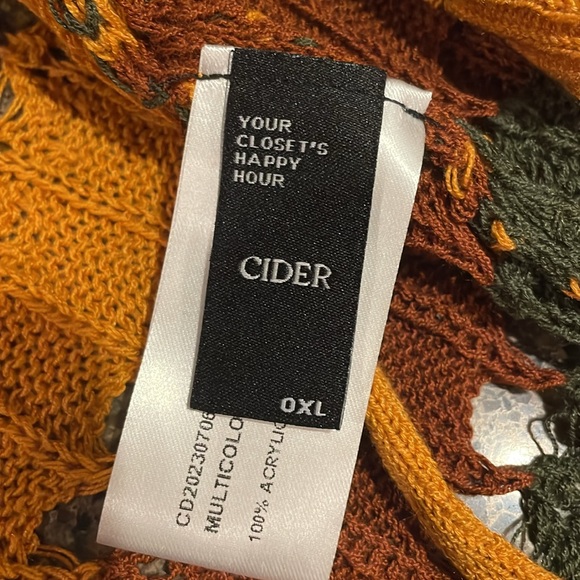 Cider Knit V-Neck Striped Knotted Crochet Boho Flare Sleeve Cardigan Sweater XL - Picture 13 of 15